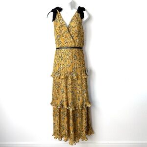 Lulu's Floral Maxi Dress with Black Ties